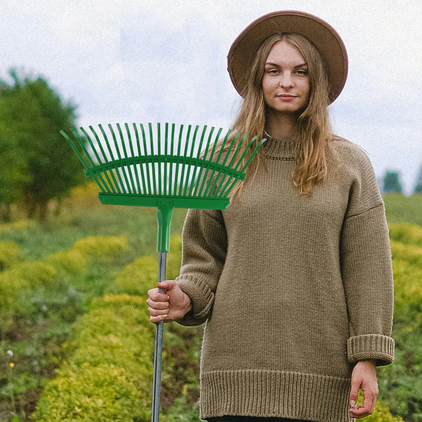 

Garden Leaf Lightweight Metal Hand Rake For Pine Needles Grass Debris Shrubs Artificial Lawn Leveling Rake Turf Lawn Tool