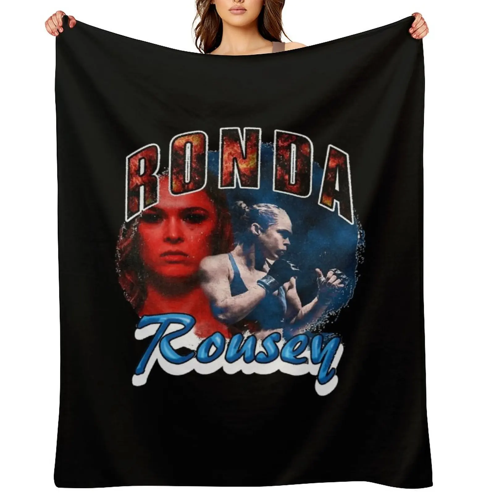 

Ronda Rousey Vintage Rap Style (Rowdy Rousey) Classic T Shirt Throw Blanket Stuffeds Moving Decorative Beds Cute Blankets