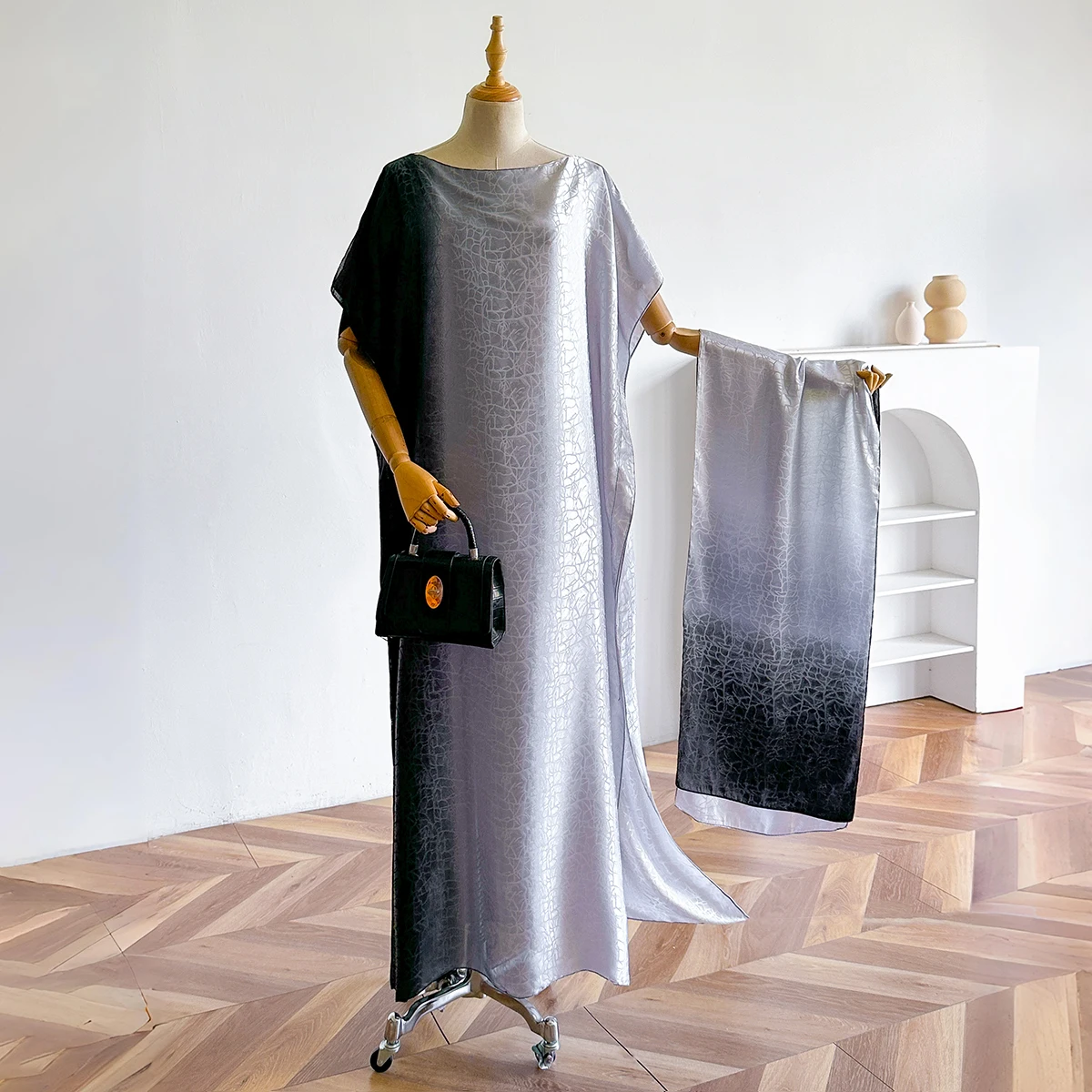 2023 neue Stil Mode Oversize Afrikanische Frauen Kleidung Dubai Dashiki Abaya Floral Print Design Mit Schal Lose Lange Kleid