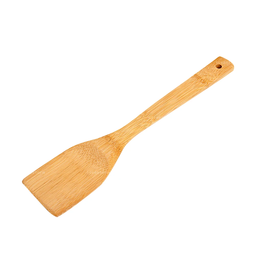 Non stick pan bamboo spatula stir fry spatula bamboo wooden spoon square spatula