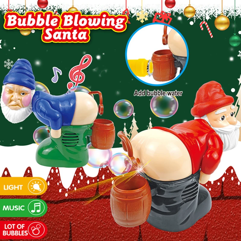 Christmas Fart Bubble Blower with Music & Light Santa Claus Bubble Maker Automatic Bubble Blower Xmas New Year Ornament