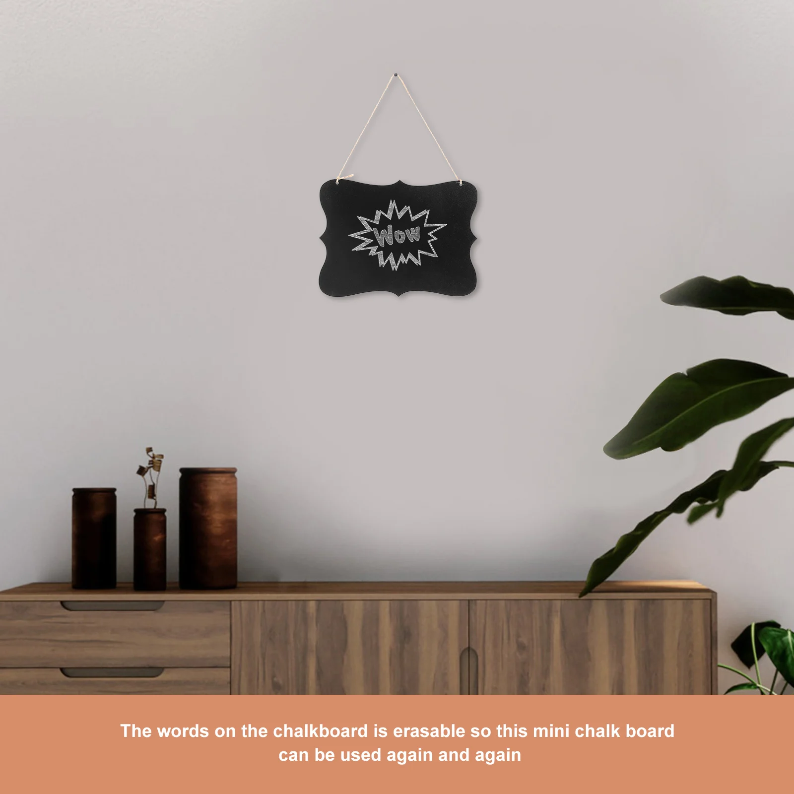 

2PCS Double Sided Chalkboard Sign Hanging Message Board Reusable Wall Decor Display for Home Office Mini Tag Hemp