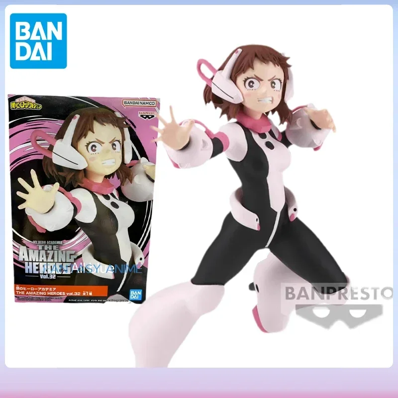 Bandai My Hero Academia Action Figure Brinquedos para Crianças, Anime Original, Ochaco Uraraka, Modelo Colecionável, Presente de Enfeites, Em Stock