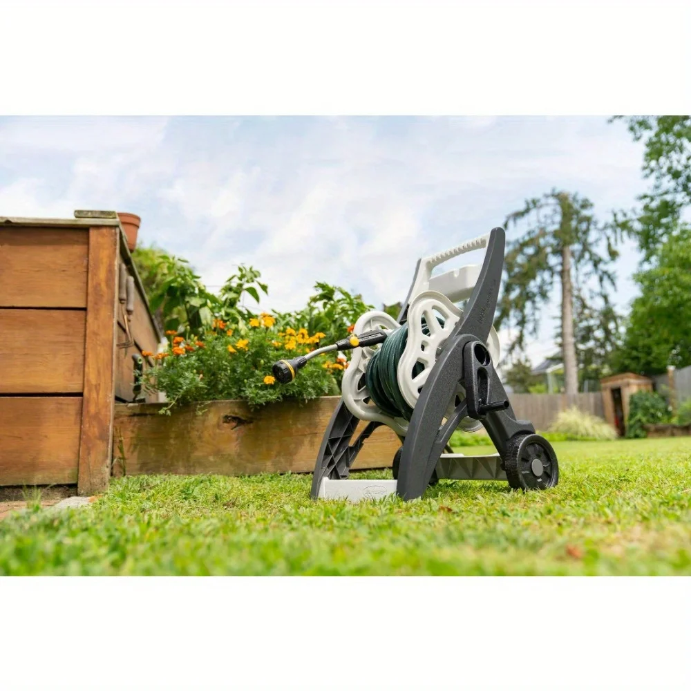 175 ft. Hose Reel Cart, Gray and Taupe, Durable in structure and easy to carry