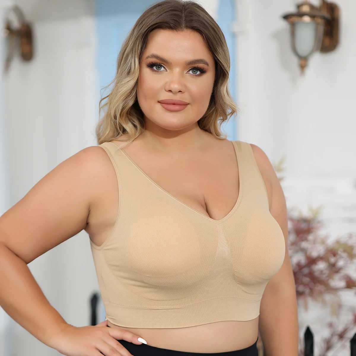 Übergrößer-BH ohne Bügel für Damen, formend, stützend, verhindert Ausbeulen und Durchhängen, mit herausnehmbaren Einlagen, vollständige Abdeckung, bequemer Sitz. – Detail 2