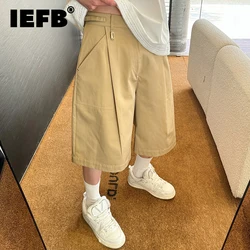 IEFB, pantalones cortos para hombre, verano, estilo coreano, nueva moda, monos de algodón sueltos para hombre, 2024, diseño plegable elegante, pantalones casuales para hombre 9C5846