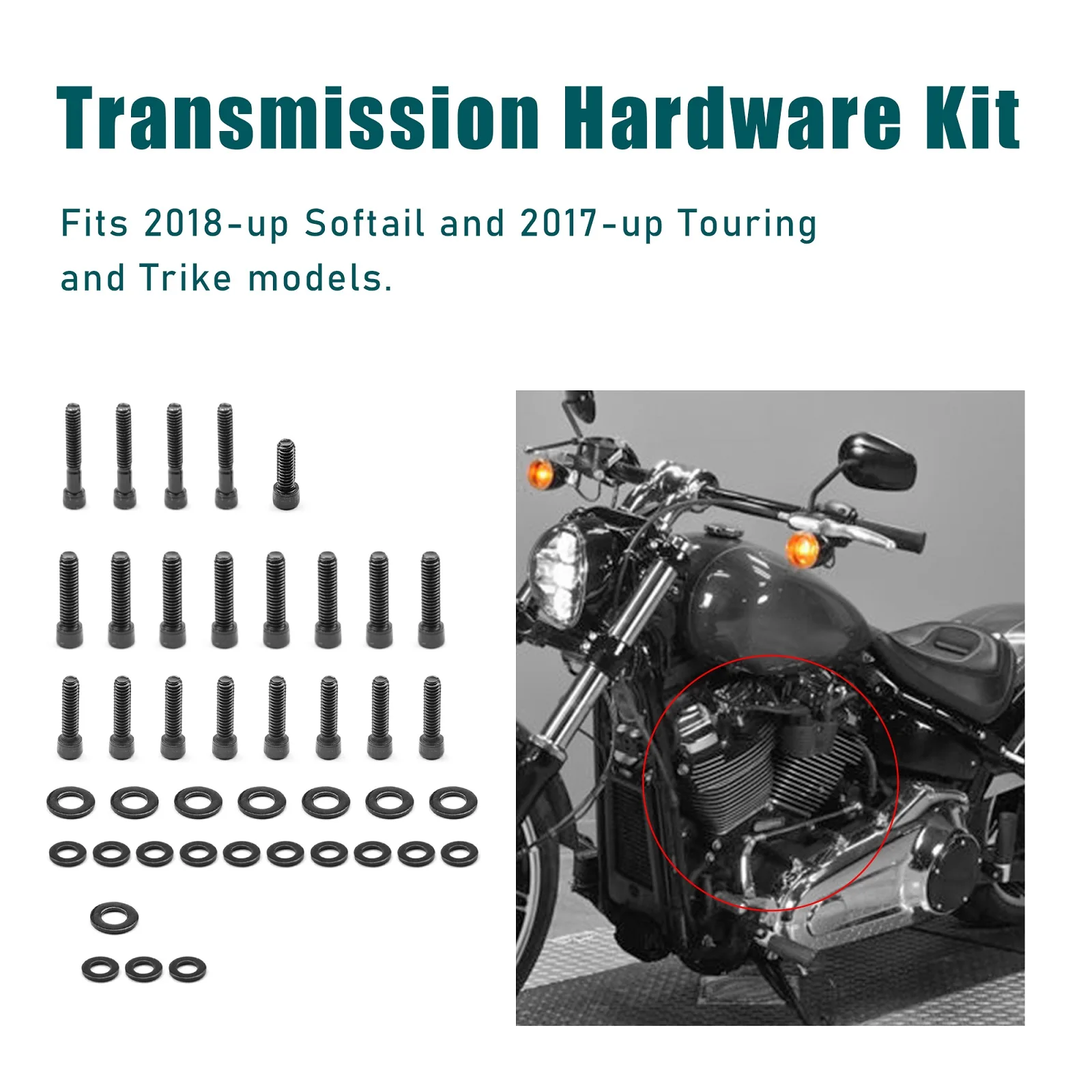 Transmission Hardware Kit Bolts Screws for Harley 2017-later Touring and Trike, 2018-Later Softail