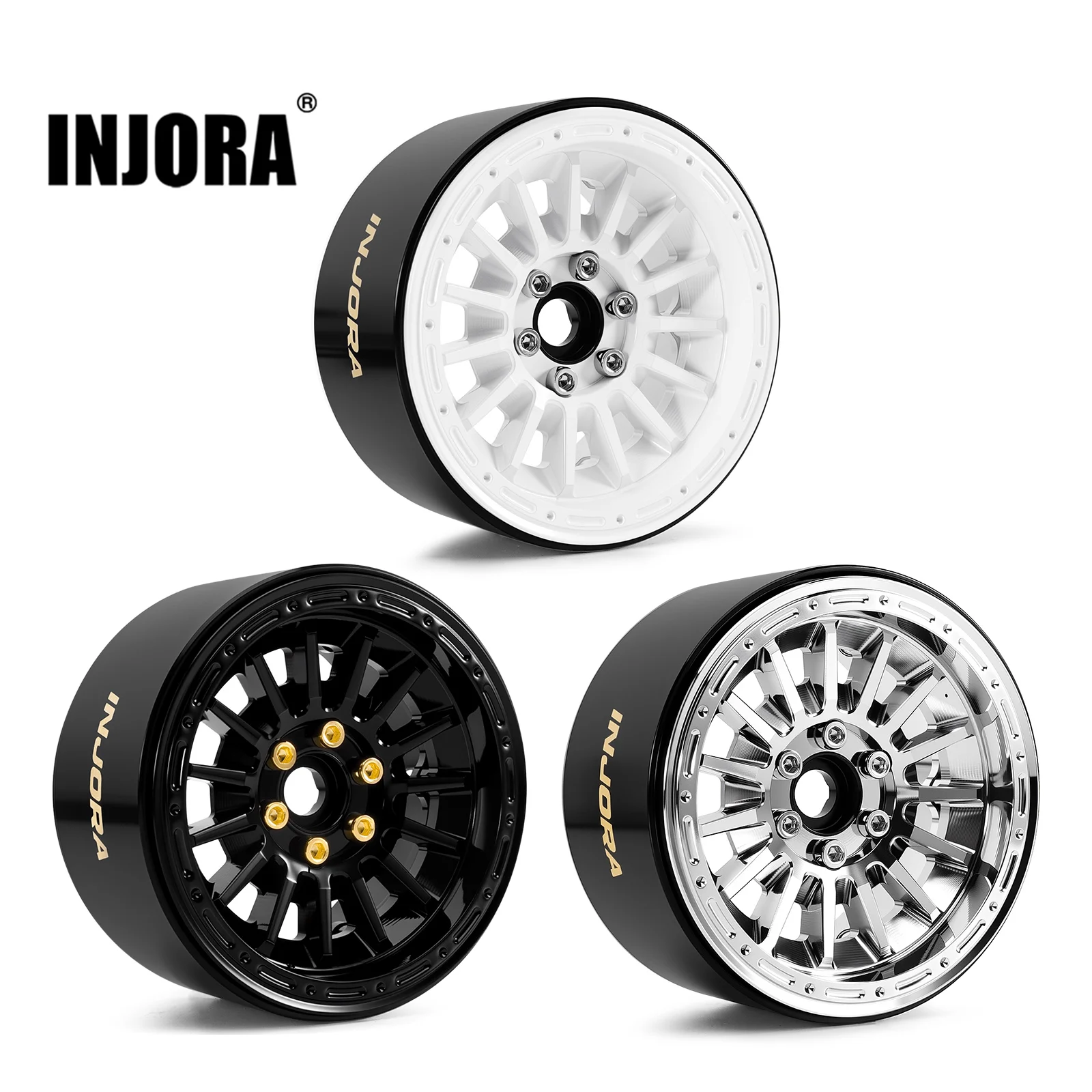 

INJORA Brass & Aluminum 0mm Offset 2.2" Beadlock Wheels for 1/10 RC Crawlers (W2259)
