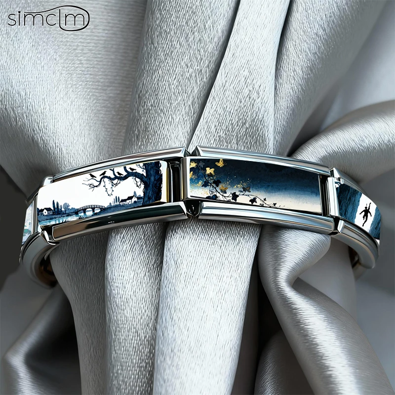 Blue Colorful Italian Charms Fit 2cm Italian Bracelet Bangle DIY Jewelry Gift for Men