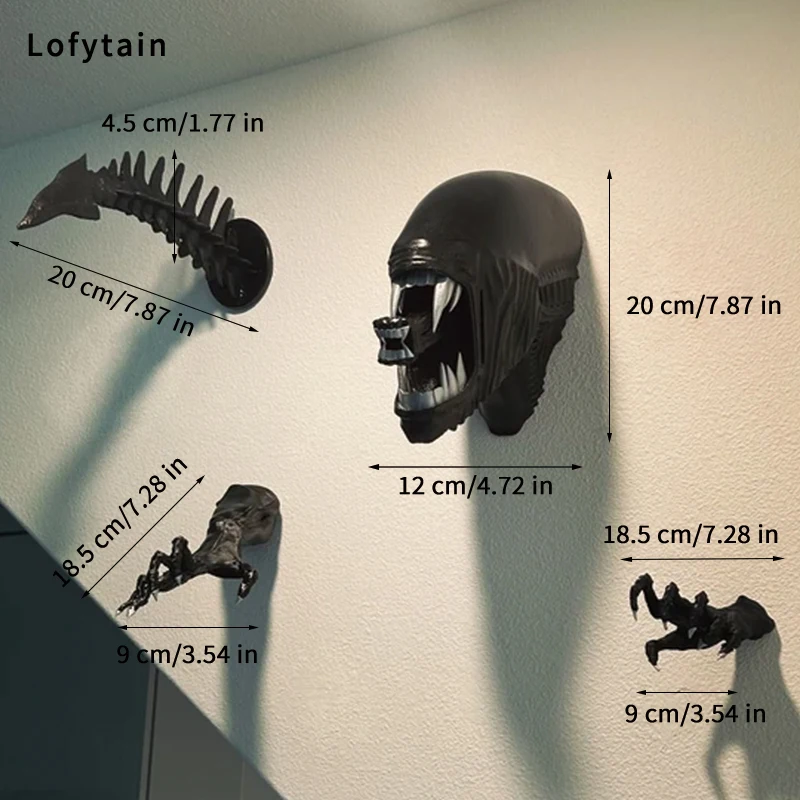 Lofytain Alien Xenomoprh Wall Art scultura statua Horror Alien Predator Sci-Fi Monster animals decorazione regali di Halloween puntelli