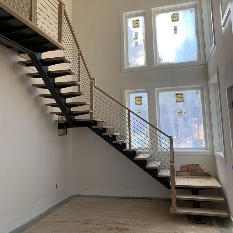 맞춤형 스테인리스 스틸 빔 계단 대리석 유리 원목 계단 디딤판 시스템 LED 실내 주택 모노 스트레이트