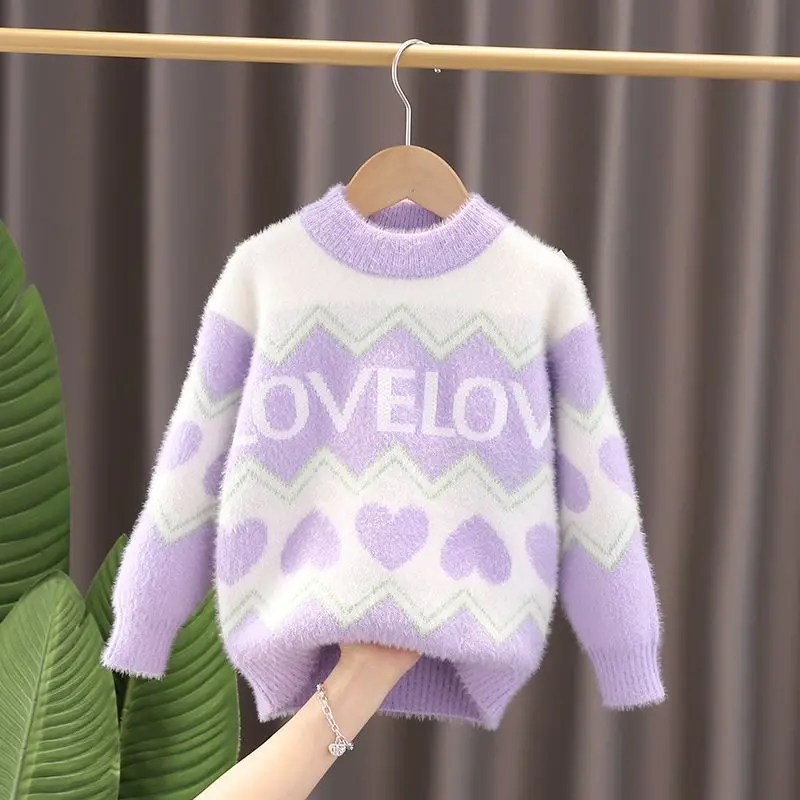 2-11 Years Girls' Sweater Autumn And Winter New Fashion Warm Children's Sweater Cute Baby Jumper Kids Knitted Base Shirt