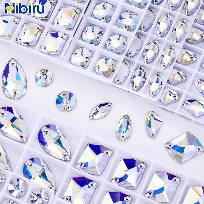 Nibiru Crystal Moonlight Top Quality Sew on Rhinestones Flatback Glass Sewing Crystal for Clothing Wedding Dress DIY Accessories