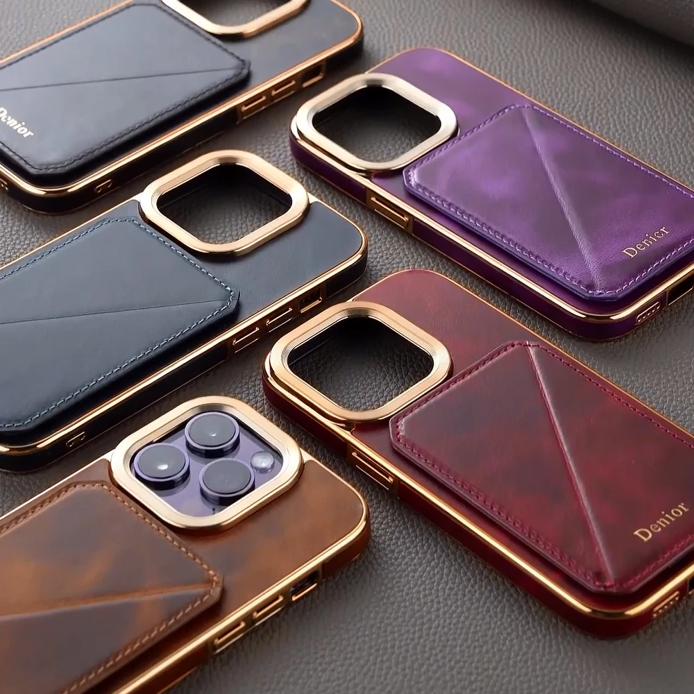 Luxuriöse magnetische Kartenhalter-Abdeckung aus echtem Rindsleder für iPhone 17 PRO MAX 17 AIR 16 PRO 12 13 14 PLUS 15 PRO