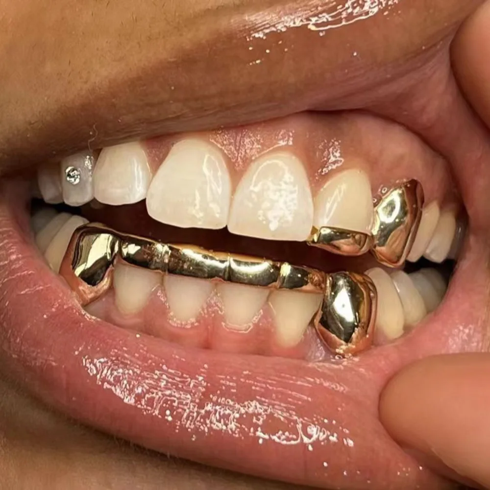 RACHELZ Hip Hop Bucktooth Fangs Teeth Grillz Gold Silver Color Tooth Caps Decor Dental Grills For Women Men Halloween Jewelry