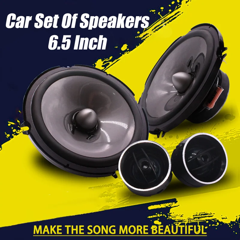 6.5 Inch Car Set Of Speakers 4 Ohm RMS 50W Front Door Car Audio HIFI Full Range Stereo Music Speaker Tweeter Woofer Car Speakers 