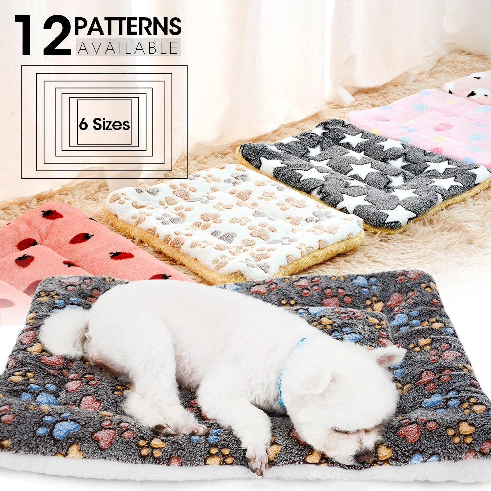 Dog Bed Mat Paw Footprint Washable Pet Bed Blanket Soft Fleece Warm Sleeping Cats Cushion Couch For Dogs Cat Pet Accessories