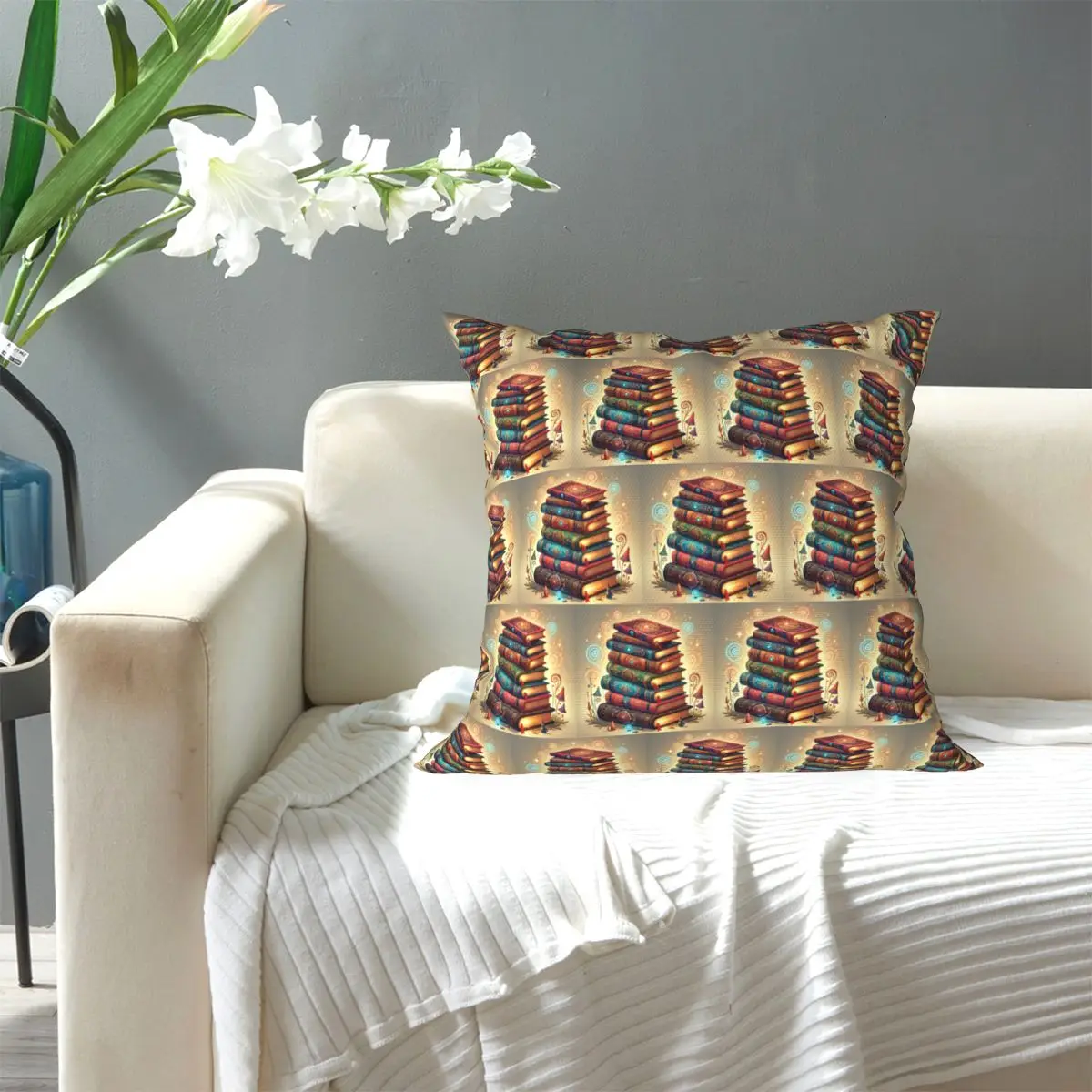 Ancient Book With Glowing Magic Spells Square Pillowcase Pillow Cover Cushion Decor Comfort Throw Pillow for Home Bedroom