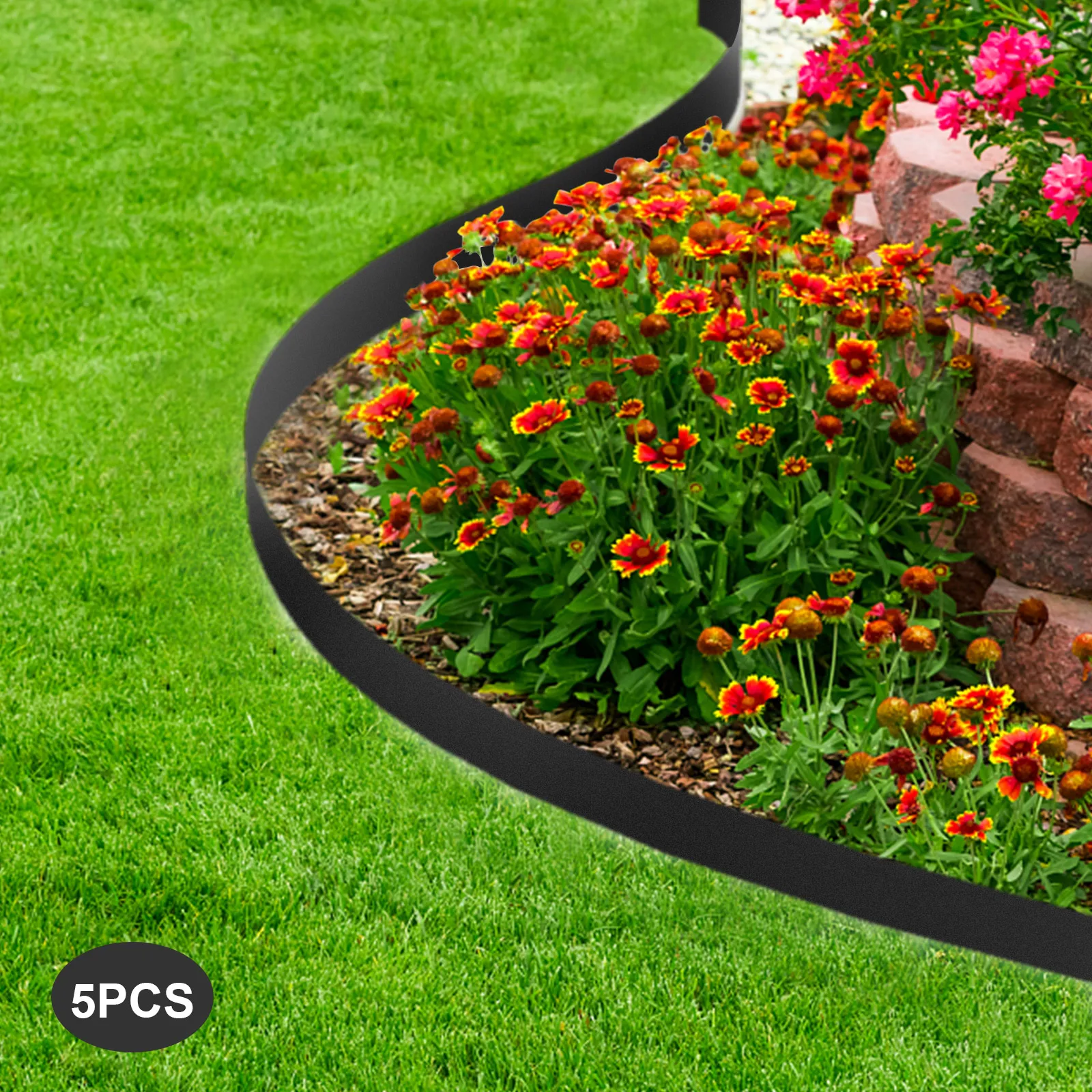 

3-дюймовая 5 шт. черная стальная металлическая ландшафтная окантовка с высокой устойчивостью к коррозии для наружного двора и садового барьера
