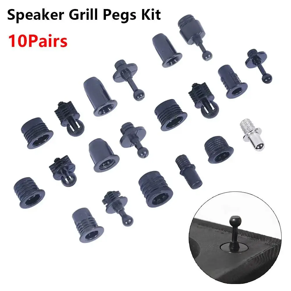 10Pairs Screw Clip Speaker Grill Pegs Kit Ball Socket Plastic Net Cover Buckles Pin Type DIY Audio Speaker Buckles