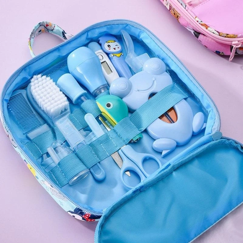 13Pcs/Set Baby Care Kit Newborn Baby Kids Nail Hair Health Care Thermometer Grooming Brush Kit Clipper Scissor Kid Toiletries