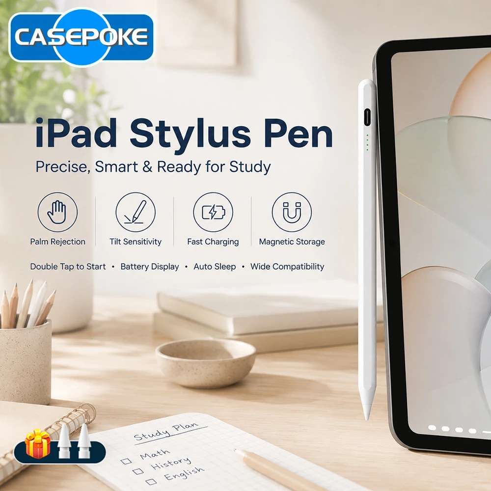 

Stylus Pen for iPad 2018-2026,10Min Fast Charge,Auto Sleep,Tilt Sensitivity for A16 6-11 Gen,Air M4/M3/M2,Pro13/12.9/11,Mini5/6