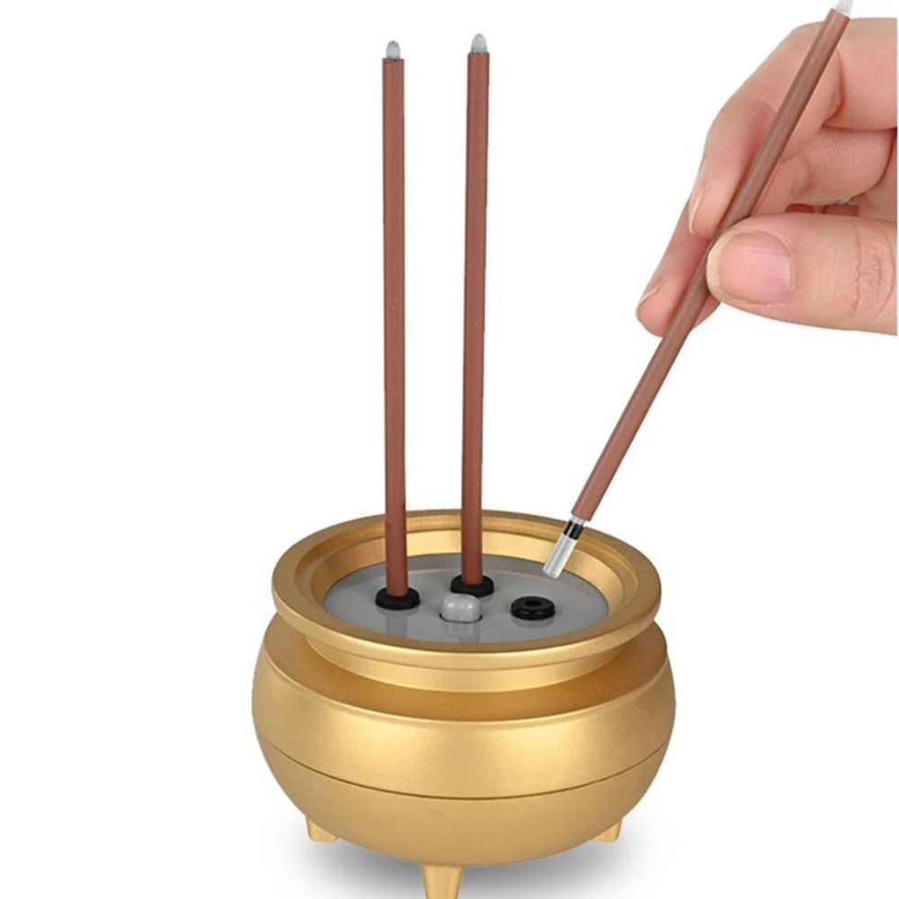 USB Charging Style Electronic Incense Burner, Home Offering Buddha 3 Column Incense, Simulation Incense 3-Legged Incense Burner