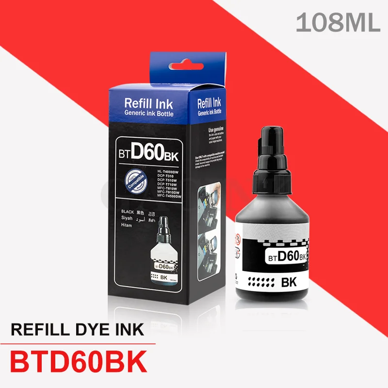 Mực Dye Bộ 4 Màu Sắc/Bộ Cho Máy Brother DCP T300 T500W Phun Cho Anh Trai MFC-T800W Ống Mực Máy In (Được Đóng Gói Với Thùng)