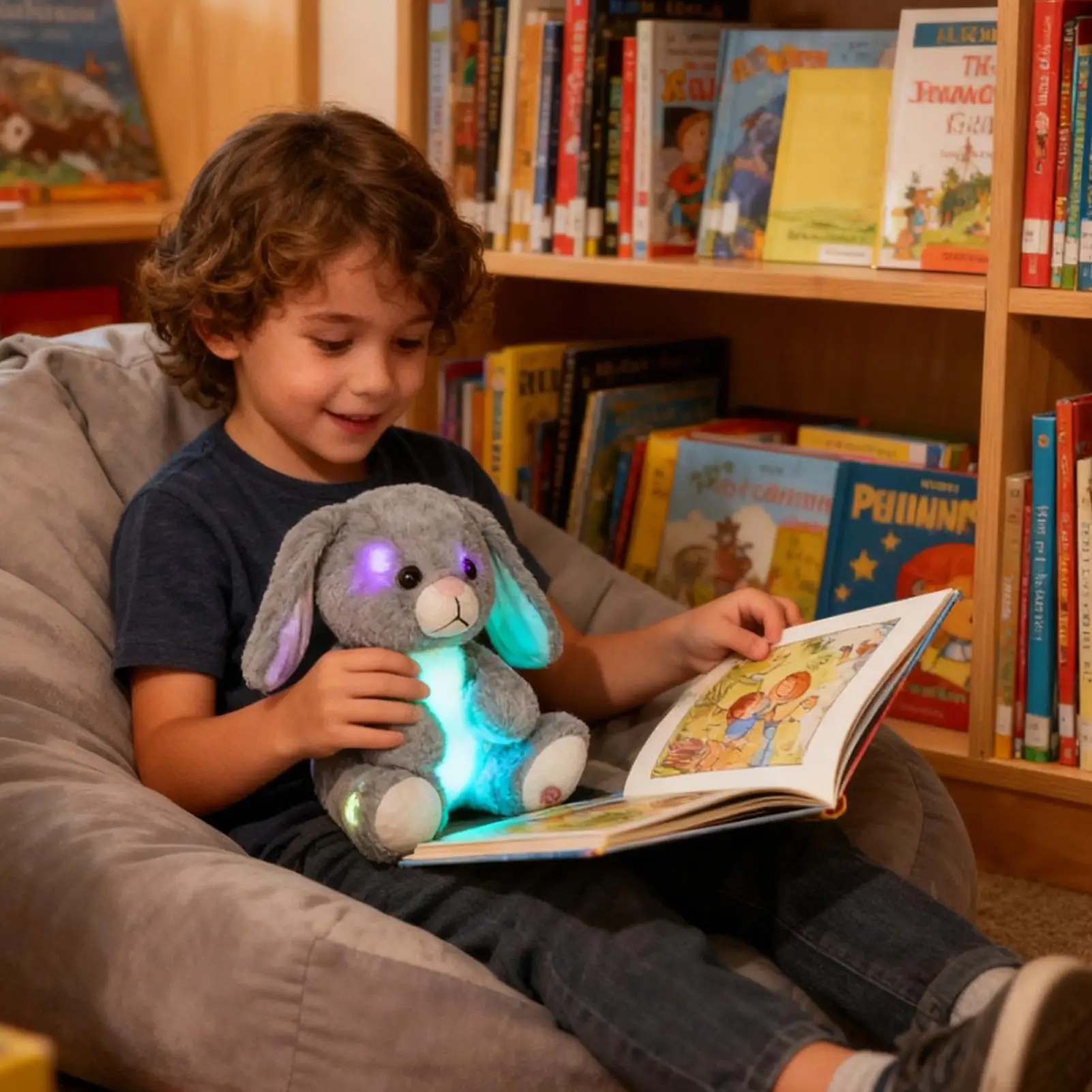 Leuchtendes Stofftier, 9,8 Zoll Hase, kuschelige Puppen, Sammlerspielzeug, gefüllter Hase, Plüsch für Jungen und Mädchen, Zuhause, Kinderzimmer, Schlafzimmer