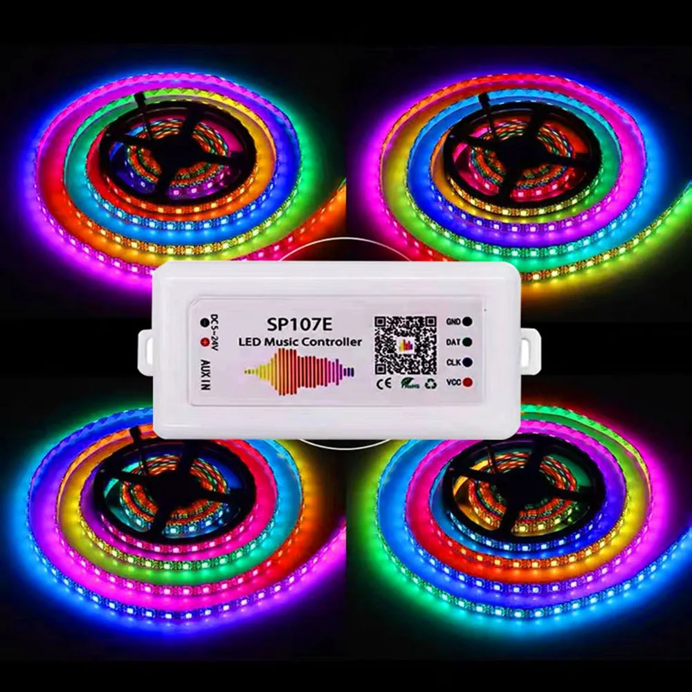 SP107E 음악 컨트롤러 Led Bluetooth By Phone APP, WS2812b WS2811 WS2815 SK6812 RGBW LED 스트립 라이트 SP002E USB 원격