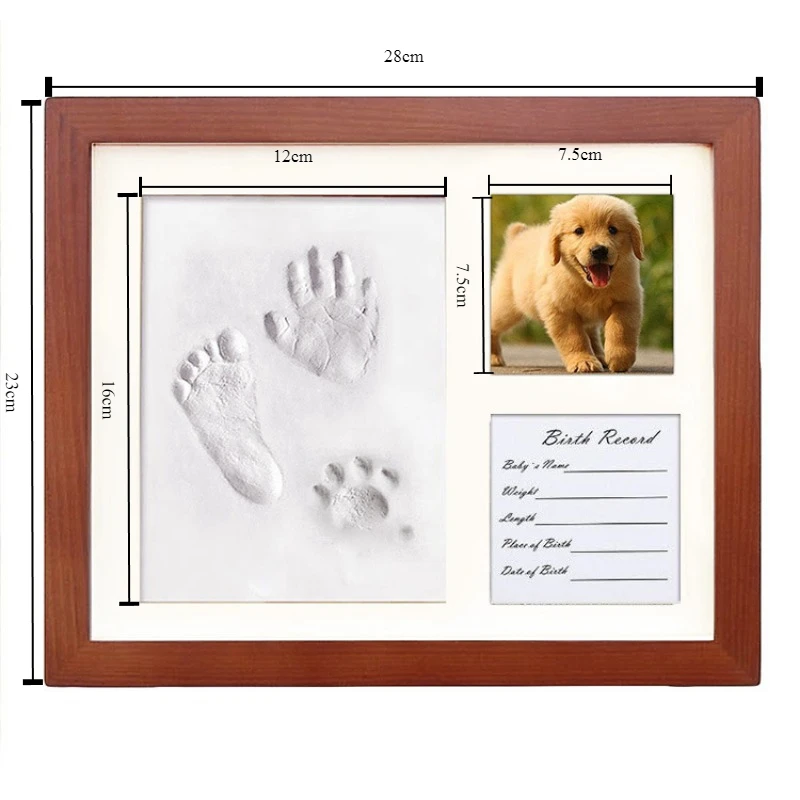 Newborn Hand and Foot Imprint Set DIY Baby Growth Souvenir Children's Birthday Gift Pet Paw Print Wooden Photo Frame Decoration