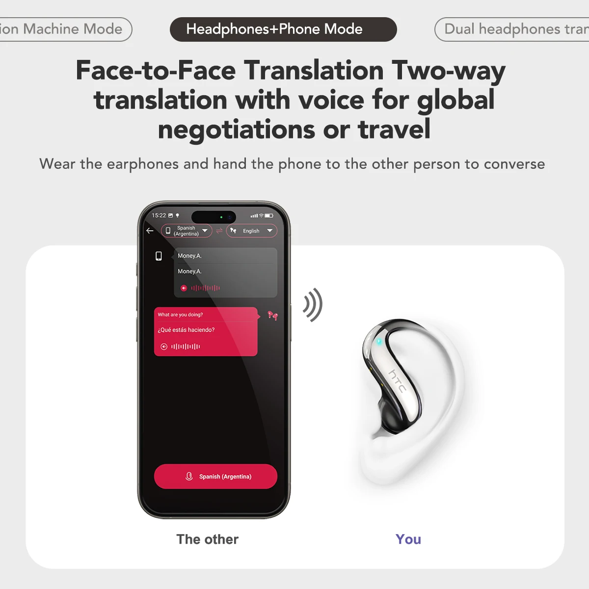 سماعات HTC NE23 OWS اللاسلكية 6.0 سماعات الترجمة المزدوجة للحد من الضوضاء للمكالمات IP55 الحماية المهنية #3