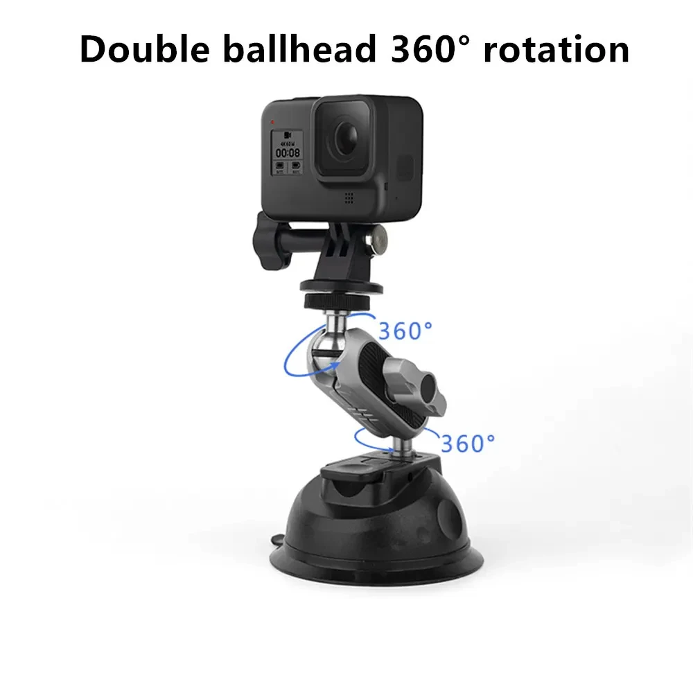 For Go Pro Accessories Aluminum Alloy Car Mount Suction Cup Holder Gopro 11 10 Insta360 X3 Car Phone Holder for Iphone Android