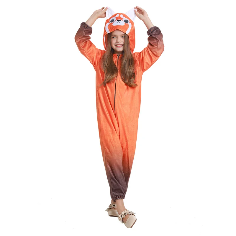 Red Panda Costumes For Teens Boy Girl, Panda Mei Plush One Piece Costume, Halloween Cosplay Jumpsuit Turn Red Costume Onesie