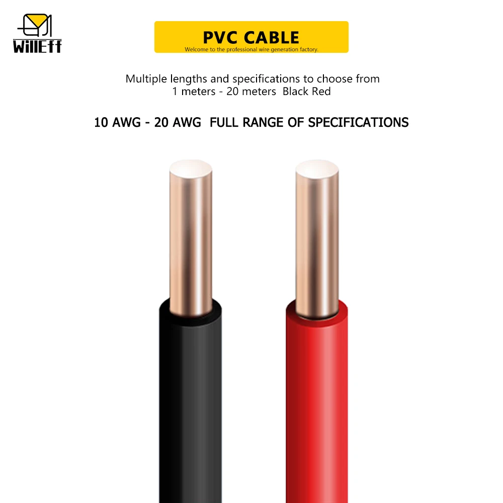 

PVC Black Red Power cable Solid Hard Copper cable Single core Electric cable Insulated copper wire extension electrical wires