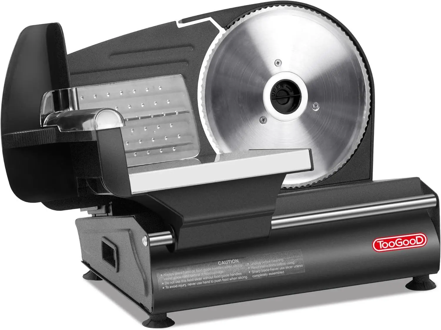 

7.5' Electric Meat Slicer with Stainless Steel Blade, Adjustable Thickness, for Meat, Ham, Cheese, Deli – Black