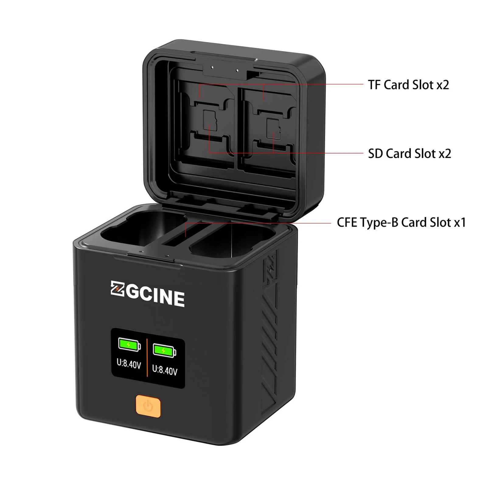 Camera Battery Charging Case for EN-EL15B/ EN-EL15C Batteries 2-slot Battery Charger with Card Slots OLED Screen PD Fast Charge
