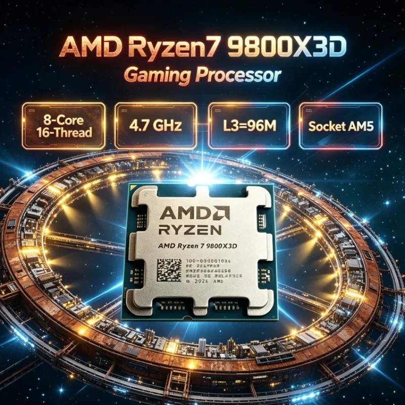 AMD Ryzen 7 9800X3D 4.7GHz 8-Core 16-Thread Gaming Processor R7 9800X3D 4NM DDR5 Socket AM5 120W L3=96M