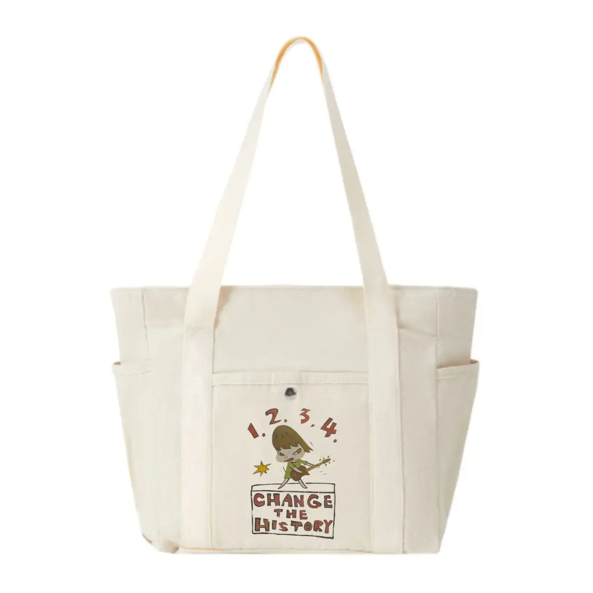 

Change the History with Girl Playing Guitar Large Capacity Canvas Bag Female Simple Korean Version of Leisure Commute