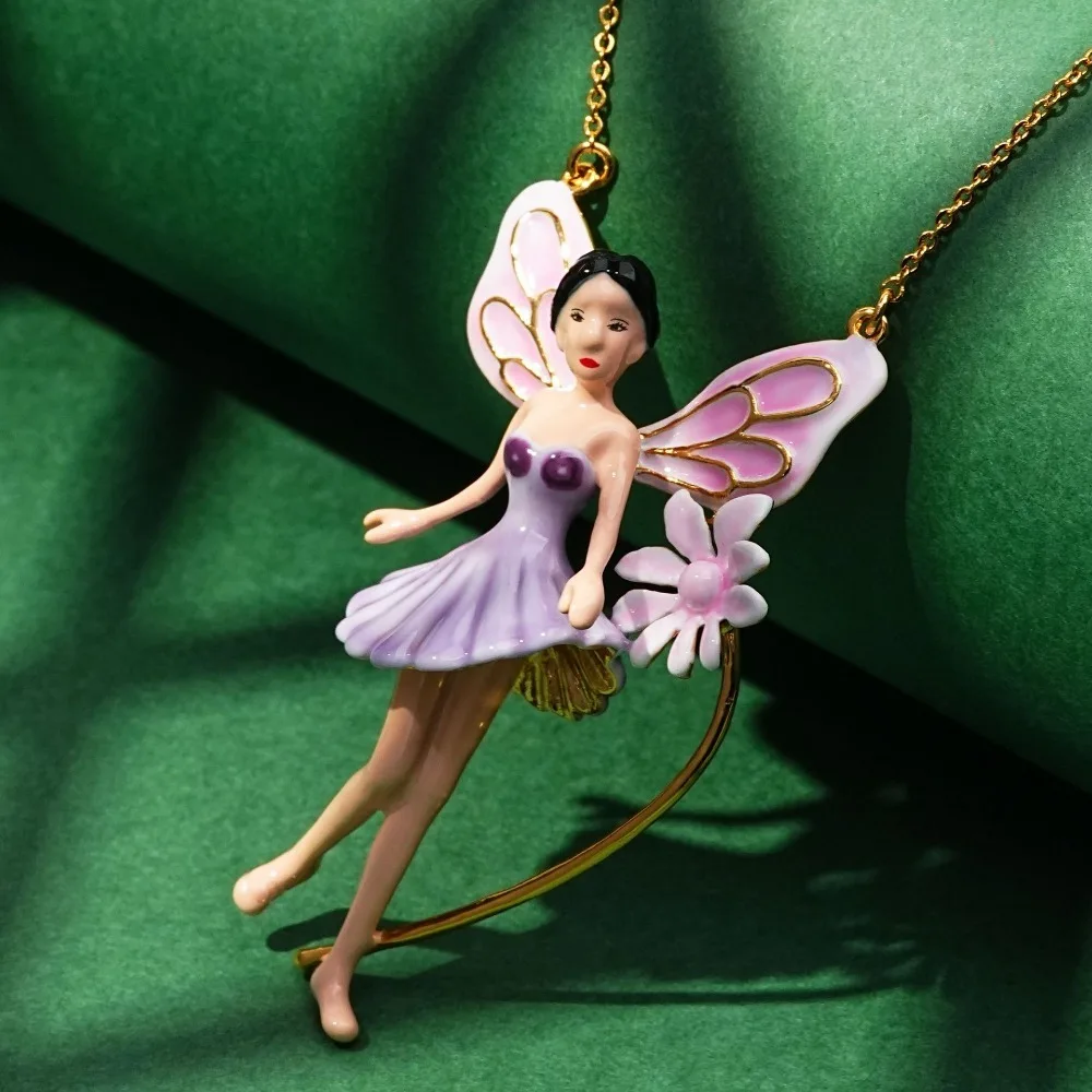 

New Fairy Tale Fairy Dancing Pendant Necklace for Girls, Enamel Glaze Luxury Jewelry Series