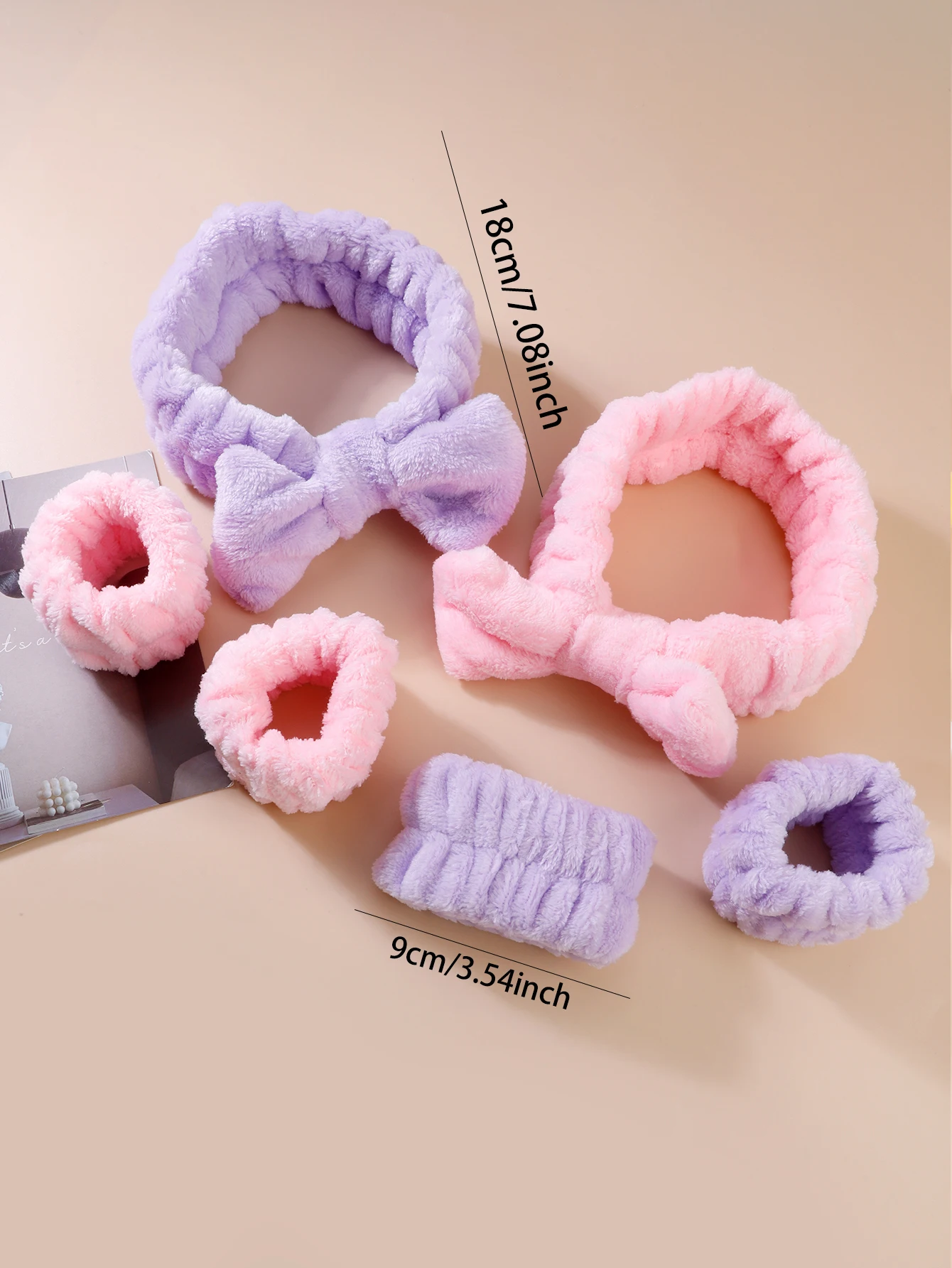 غسل الوجه المضادة للرطبة ثلاث قطع مجموعة المرجان المخملية ماصة العلاقات الشعر الأساور المرأة غسل العناية بالبشرة أدوات مكافحة التبلل #4