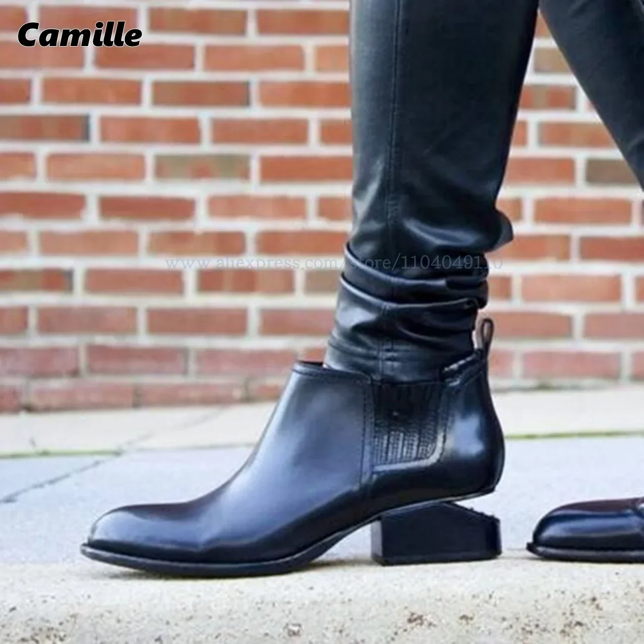 

Genuine Leather Hollow Heel Chelsea Ankle Boots 2025 New Fashion Slip On Casual Boots Pointed Toe Elasticity All-Match Boots