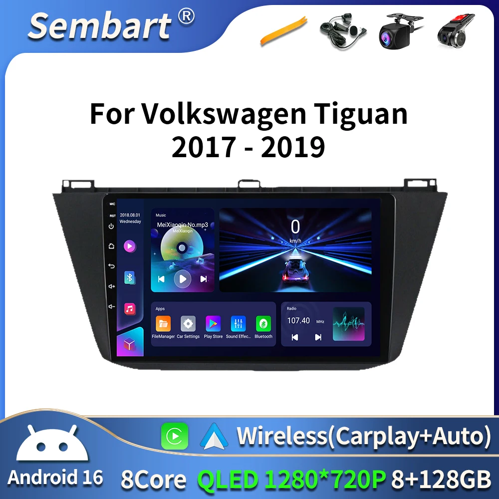 

Android 16 Carplay Auto Car Radio For Volkswagen Tiguan 2 Mk 2016 2017 2018 2019 Multimedia Video Player Navigation GPS Stereo