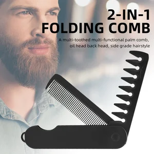 Barber Hair Clipper Folding Combs Multifuncional Plastic Wide Tooth Oil Head Comb Beard Combing Two In One Styling Tools