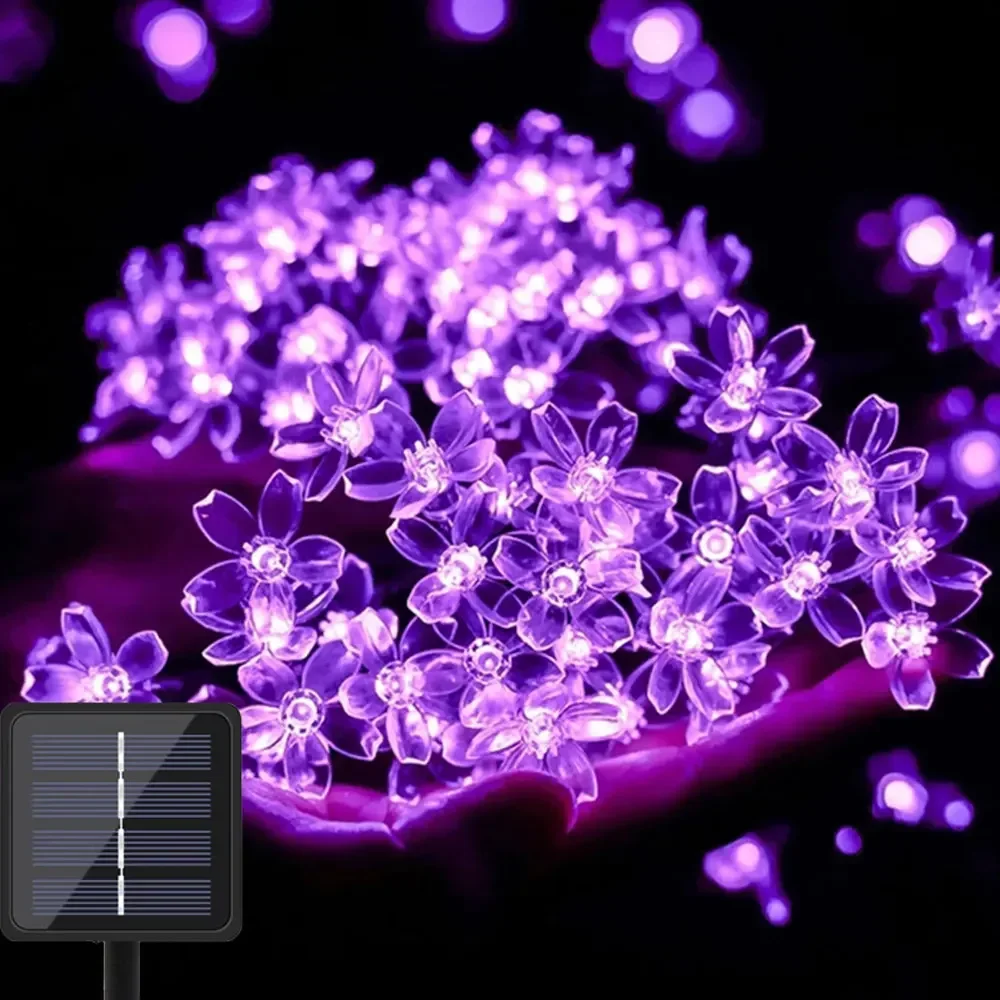 Solar Outdoor String Kirschblume Lichter LED Garten dekorative Lichter Hochzeit Weihnachten Ostern Muttertag Abschluss Ramadan