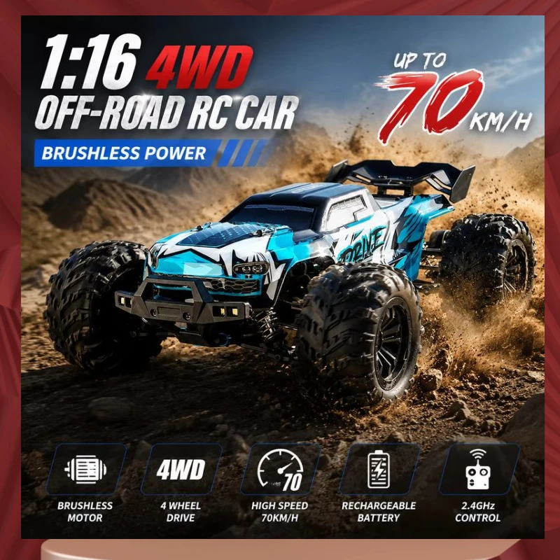 SCY 16102 Pro 1:16 RC Drift Monster Truck, 4WD 70km/H 2.4G High Speed Remote Control Car with LED Lights, Adult Toy Gift