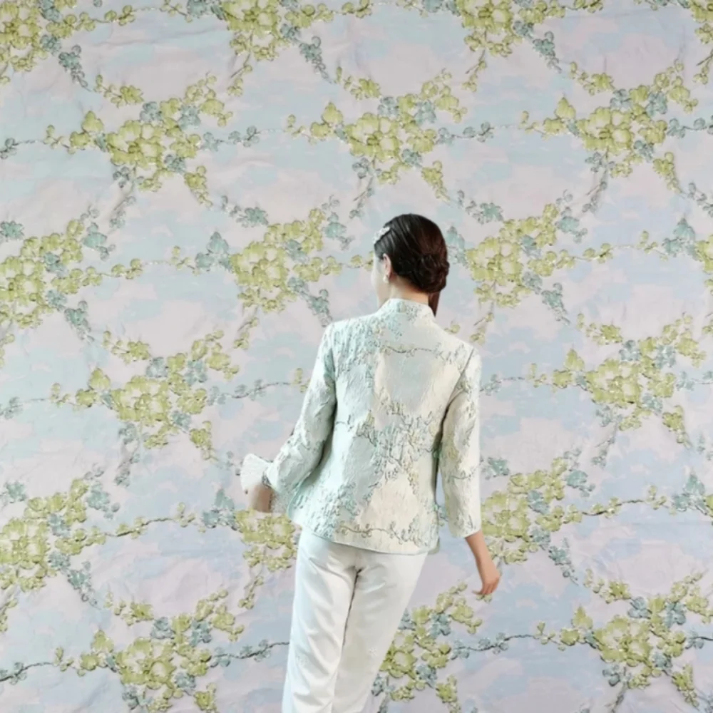 

Small Fresh Yarn Dyed Jacquard Brocade Fabric Spring Autumn Dress Trench Coat Fashion Design Sewing Cloth Wholesale By The Meter