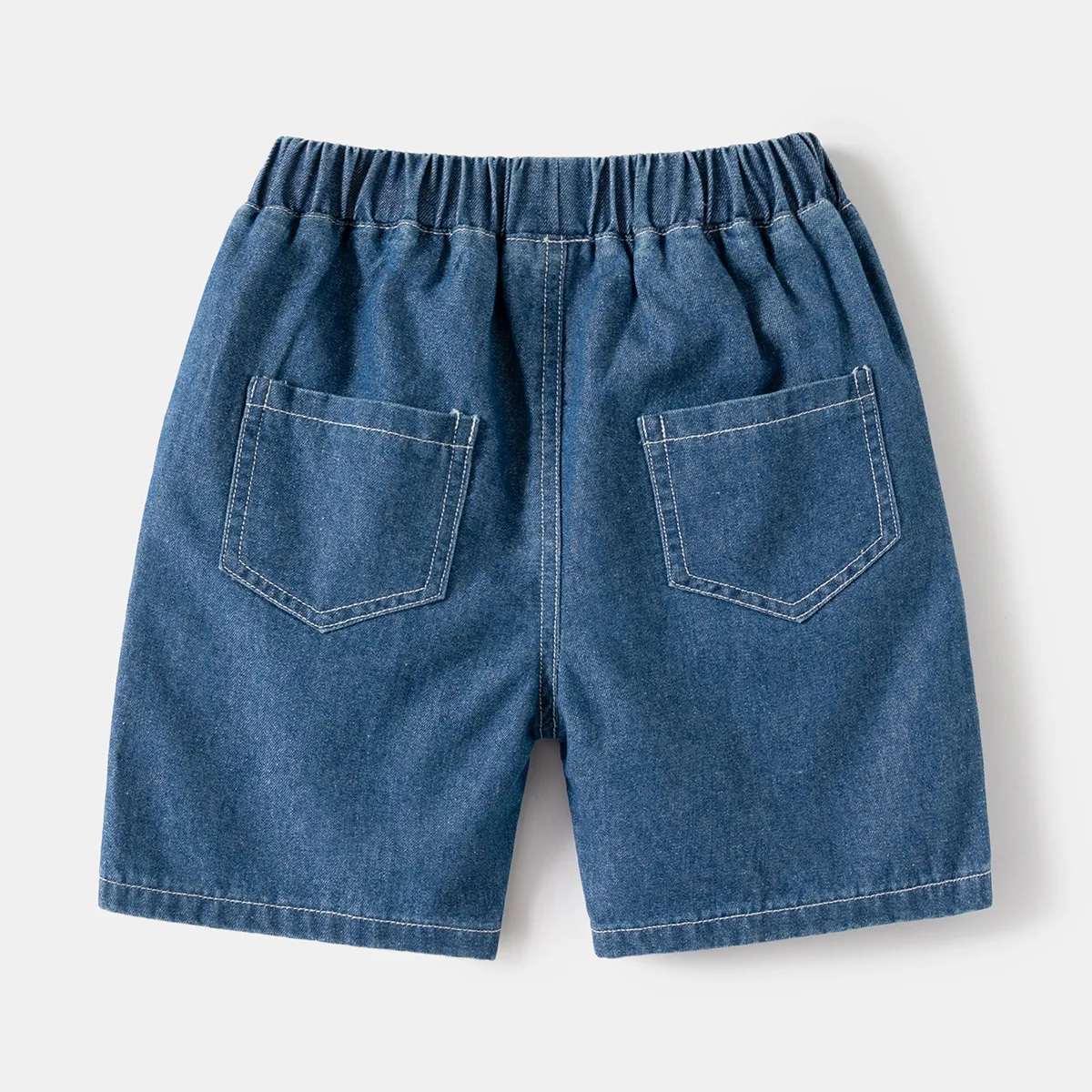 Children's summer pants 2024 new Korean 1-10Y boys denim five-minute pants baby bright line short pants90-130cm