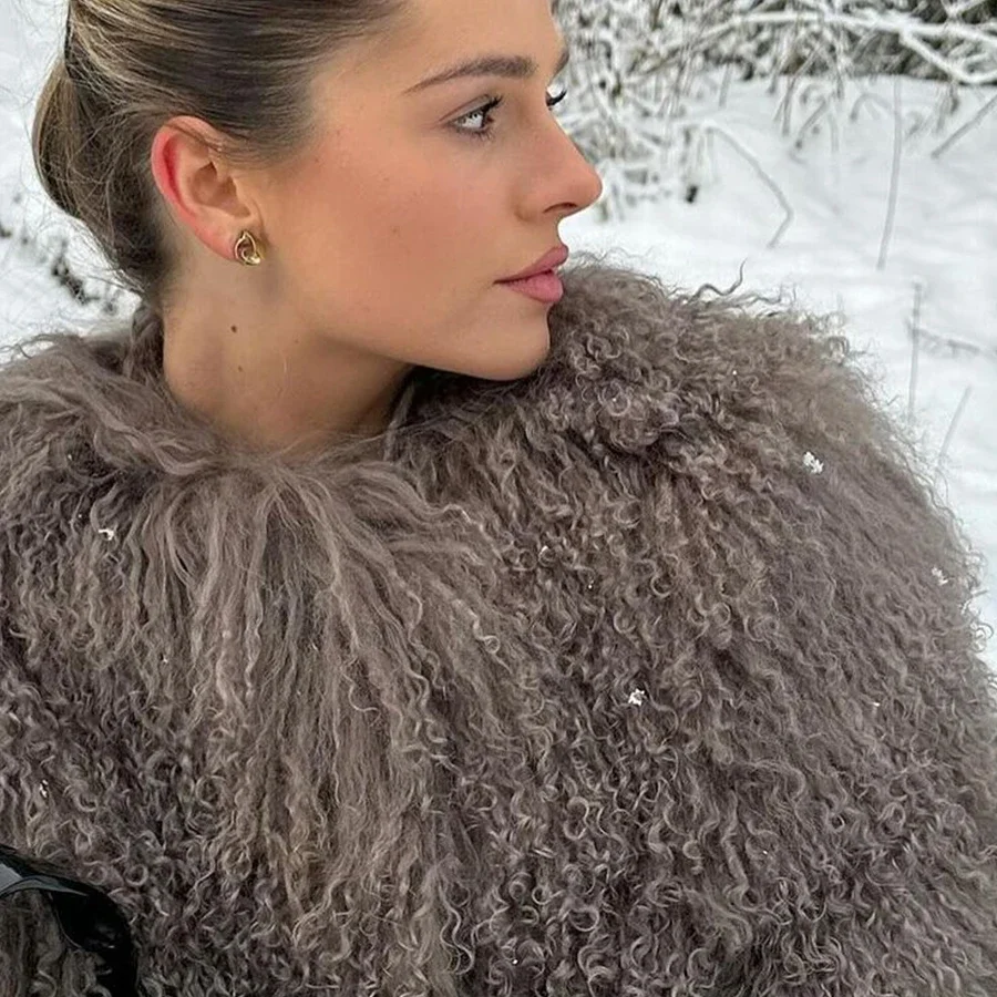 Kurtki zimowe Płaszcze z owczej skóry Odzież damska 2024 Nowości Prawdziwe futro z mongolskiej owczej skóry Krótki płaszcz