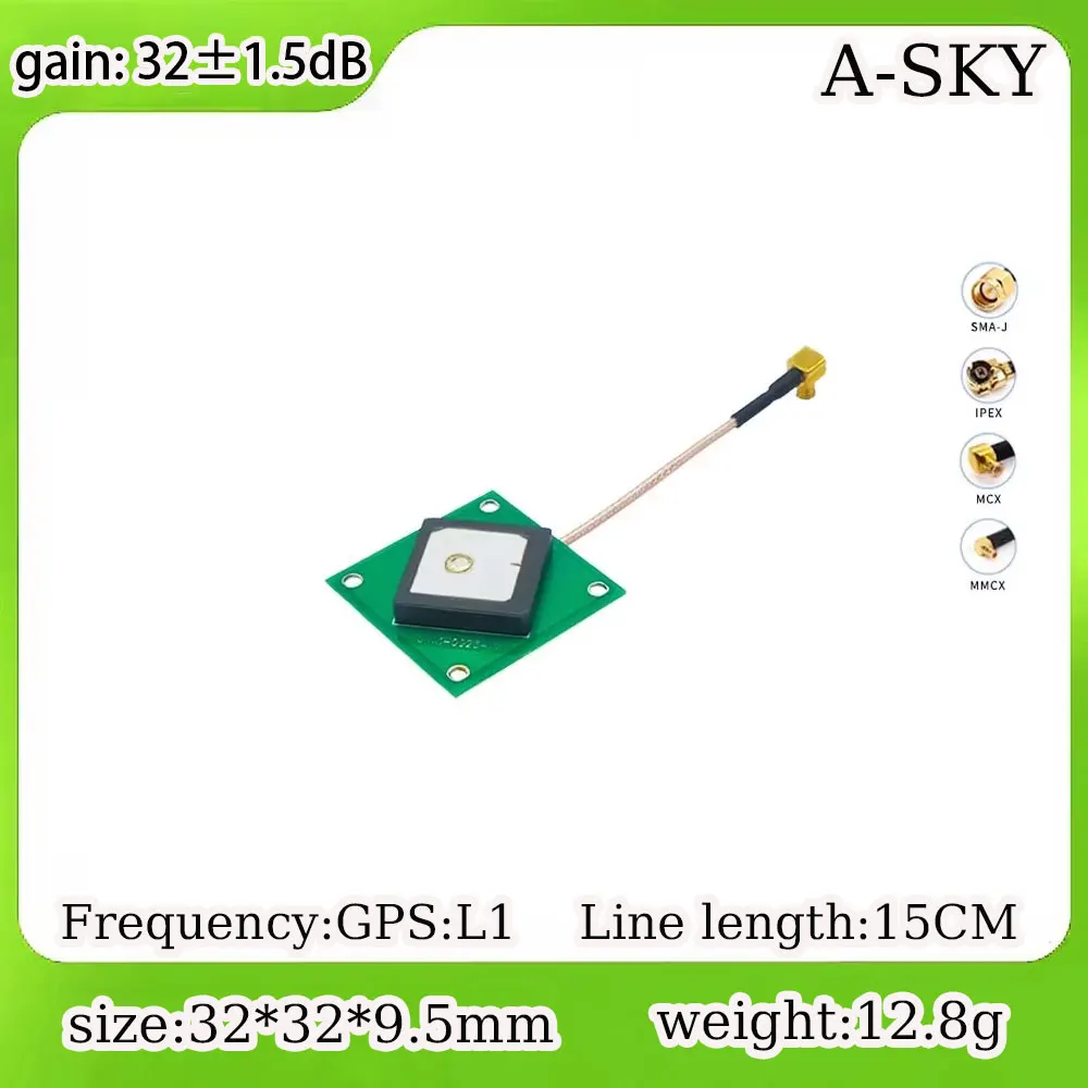 GPS+Beidou 32x32x9.5mm built-in active antenna with high gain 32dbi signal, strong military grade